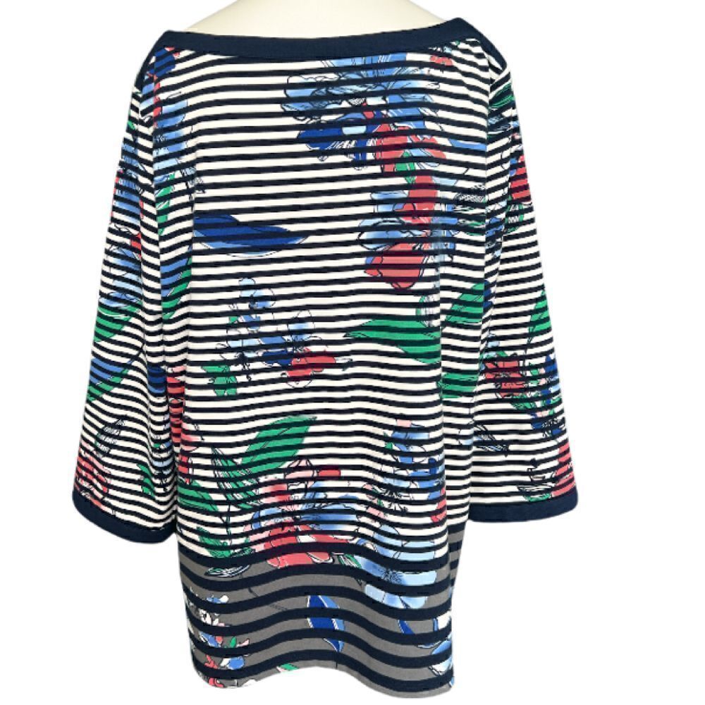 rafaella LP striped floral boat neck top - Picture 3 of 10